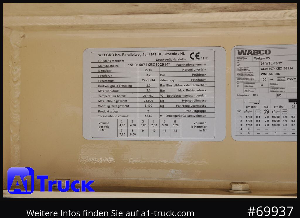 Semirremolque silo HEITLING Welgro WSL-97-43-2  52m³, Futter Feed, 8 Kammern