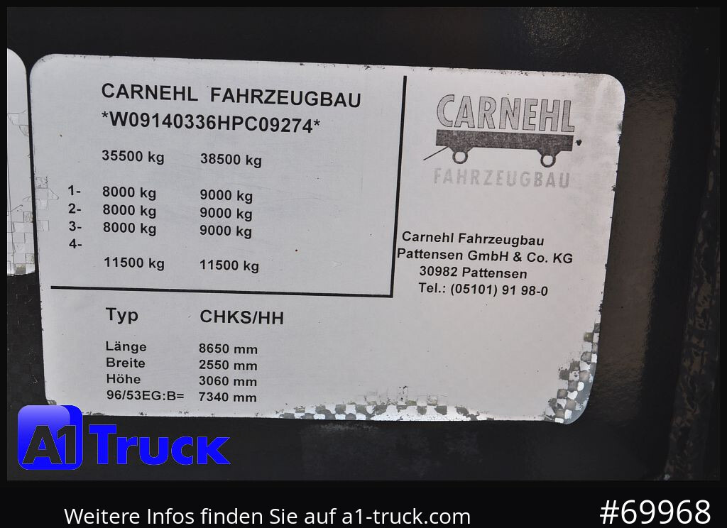 Semirremolque volquete CARNEHL CHKS/HH, Stahl, Lift,  ca 24m³