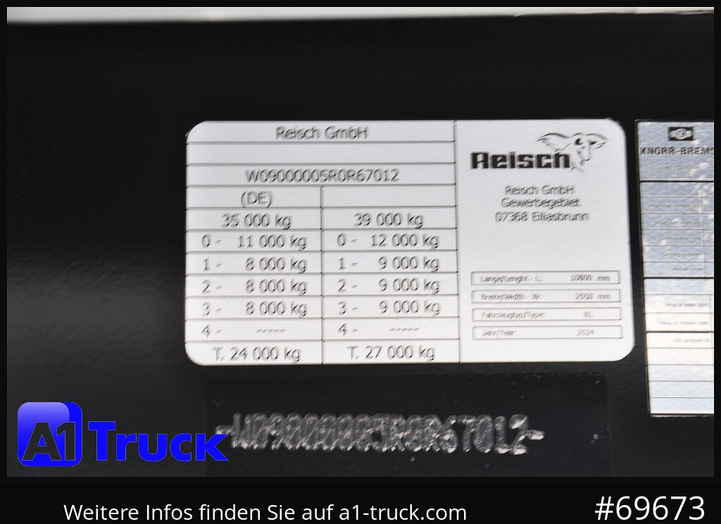 Semirremolque volquete REISCH RHKS, Alu-Kippmulde 54m³, Kombitüren, Alufelgen, Liftachse,