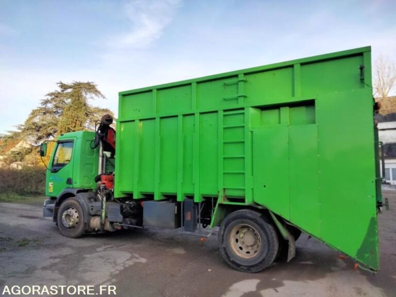 Camión de basura Camion avec benne et grue attenante à la cabine