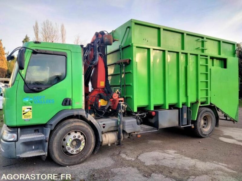 Camión de basura Camion avec benne et grue attenante à la cabine