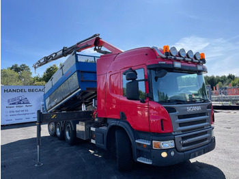 Camión grúa Scania P400 8X4, 3-side Tipper, Boardmatic, + PK18002EH, 2011: foto 1