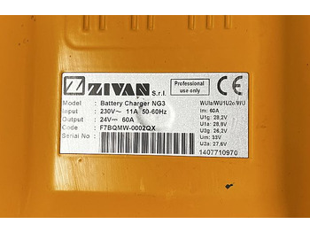 Acumulador para Equipo de manutención Zivan F7BQMW-0002QX | Used charger lead/acid 24V 60A 230V 11A sn. 1407710970 Used charger lead/acid 24V 60A 230V 11A sn. 1407710970: foto 2