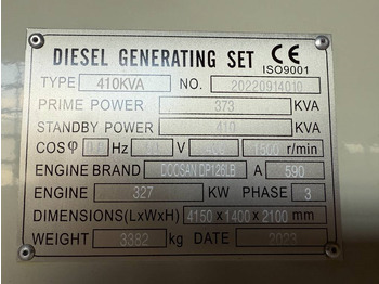 Generador industriale Doosan DP126LB - 410 kVA Surplus genset - DPX-19854-4: foto 5