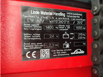 Apilador Linde L14 APi (LACK NEU): foto 5 Apilador Linde L14 APi (LACK NEU): foto 5