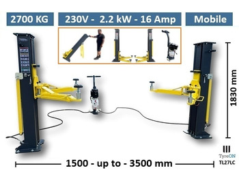 Equipo de almacén TL27LC portable 2 post lift 2.7T - 230 V - Column height 183 cm - Lifting height 140 cm -  Portable two post lift, easy to install and store: foto 3