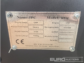 Miniexcavadora Unused 2025 JPC HT12: foto 2