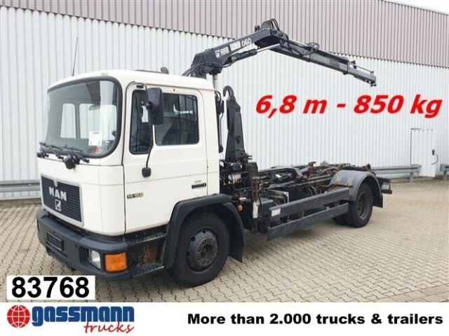 MAN 14.152 F 4x2 BB mit Kran Hiab 060-2 - Camión multibasculante, Camión grúa: foto 1 MAN 14.152 F 4x2 BB mit Kran Hiab 060-2 - Camión multibasculante, Camión grúa: foto 1