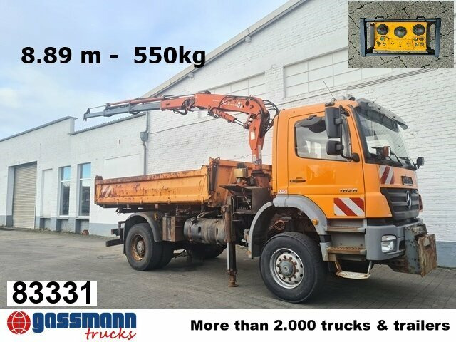 Mercedes-Benz Axor 1828 AK 4x4, Winterdienstausstattung, Kran - Camión volquete, Camión grúa: foto 1 Mercedes-Benz Axor 1828 AK 4x4, Winterdienstausstattung, Kran - Camión volquete, Camión grúa: foto 1