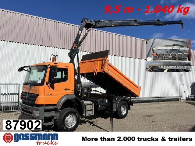 Mercedes-Benz Axor 1829 AK 4x4 mit Kran Hiab XS 111BS-3 HiDuo, - Camión volquete, Camión grúa: foto 1 Mercedes-Benz Axor 1829 AK 4x4 mit Kran Hiab XS 111BS-3 HiDuo, - Camión volquete, Camión grúa: foto 1