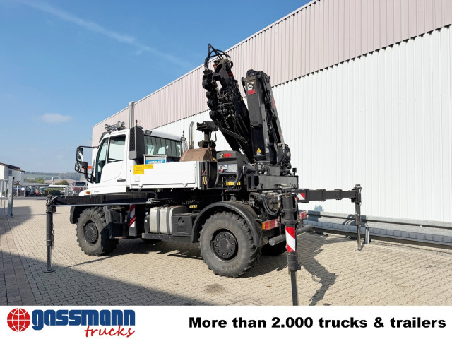 Unimog U400 4x4, Frontzapfwelle, Heckkran Hiab XS - Camión caja abierta, Camión grúa: foto 3 Unimog U400 4x4, Frontzapfwelle, Heckkran Hiab XS - Camión caja abierta, Camión grúa: foto 3