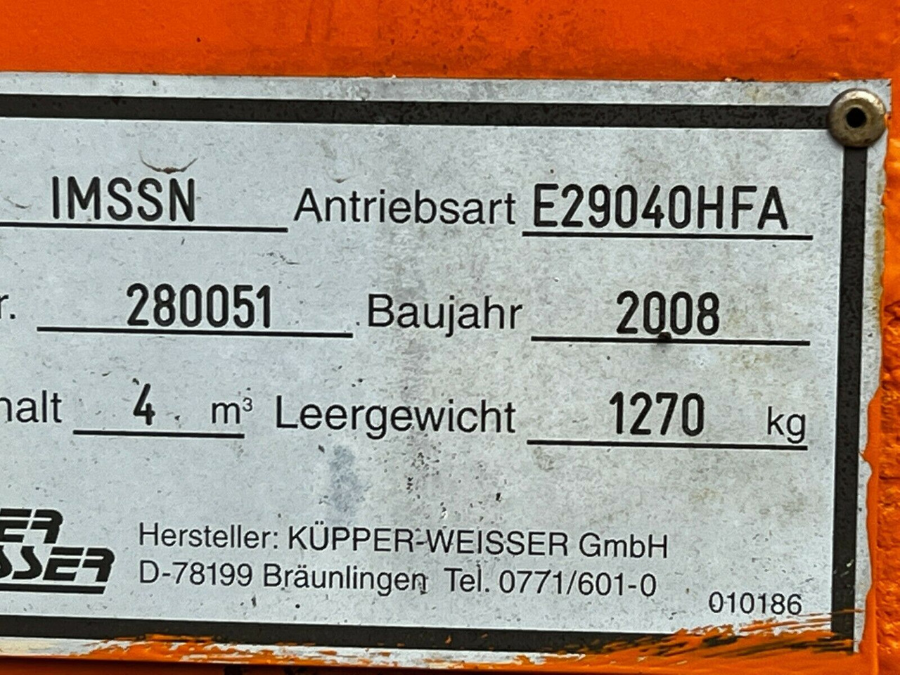 Küpper Weisser E 29040 HFA Salzstreuer Winterdie Küpper Weisser E 29040 HFA Salzstreuer Winterdie - Esparcidor de sal para Vehículo municipal: foto 2 Küpper Weisser E 29040 HFA Salzstreuer Winterdie Küpper Weisser E 29040 HFA Salzstreuer Winterdie - Esparcidor de sal para Vehículo municipal: foto 2