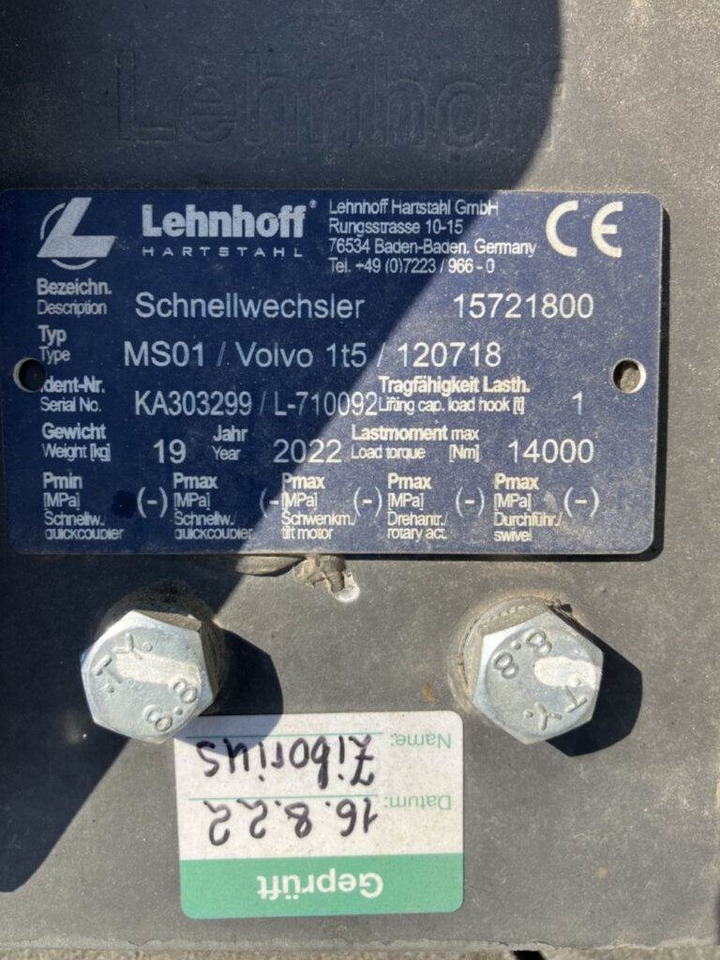 Lehnhoff Schnellwechsler mech. - Acoplamiento rápido: foto 3 Lehnhoff Schnellwechsler mech. - Acoplamiento rápido: foto 3