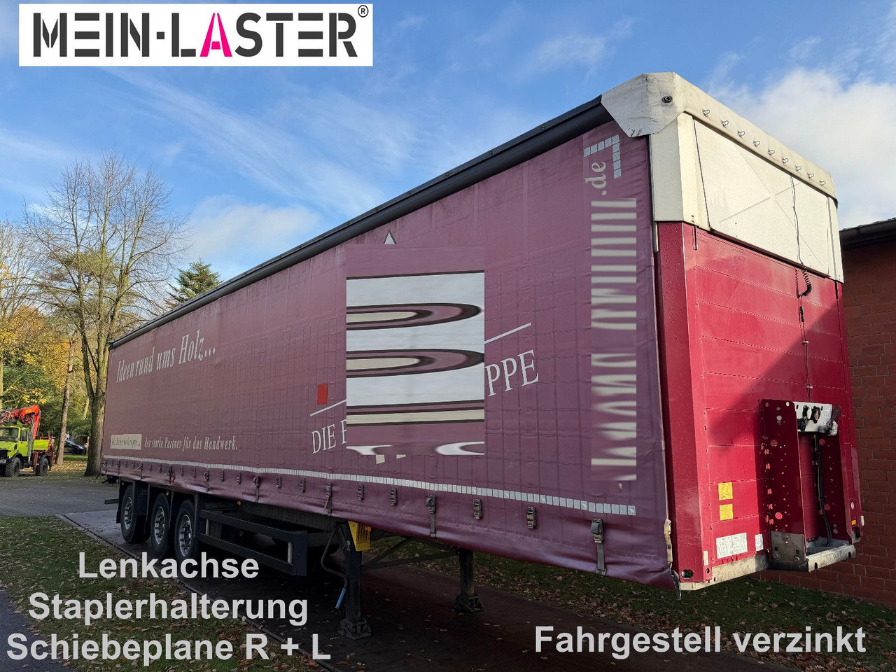 Schmitz Cargobull Edscha R+L Lenkachse Staplerhalterung TÜV 10-26 - Semirremolque lona: foto 1 Schmitz Cargobull Edscha R+L Lenkachse Staplerhalterung TÜV 10-26 - Semirremolque lona: foto 1