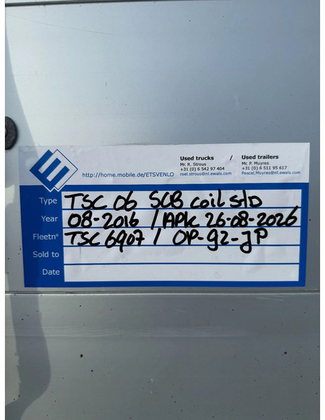 Schmitz Cargobull 2016 / 2017 XL COIL TRAILER SCB*S3T - Semirremolque lona: foto 2 Schmitz Cargobull 2016 / 2017 XL COIL TRAILER SCB*S3T - Semirremolque lona: foto 2