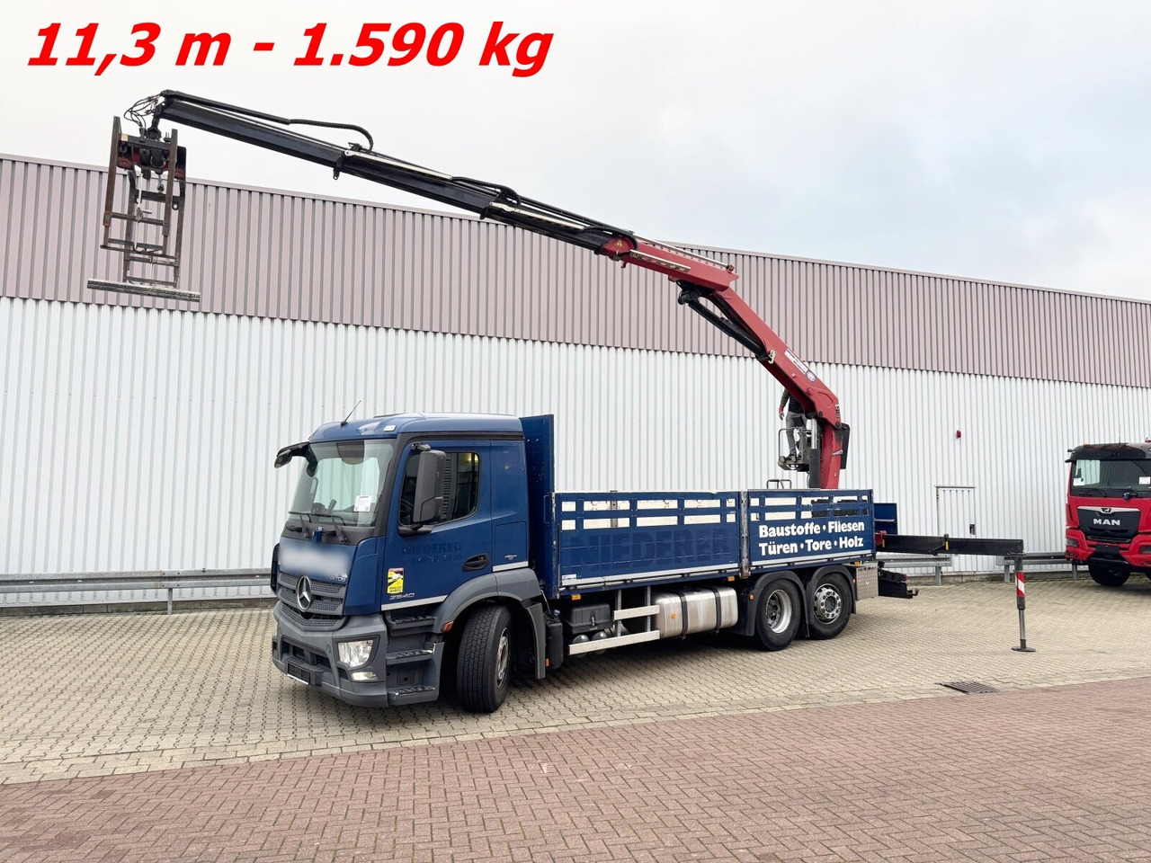 Mercedes-Benz Antos 2540 L 6x2 Antos 2540 L 6x2, Lenkachse, HMF 2110-L3 Heckkran - Camión grúa, Camión caja abierta: foto 1 Mercedes-Benz Antos 2540 L 6x2 Antos 2540 L 6x2, Lenkachse, HMF 2110-L3 Heckkran - Camión grúa, Camión caja abierta: foto 1