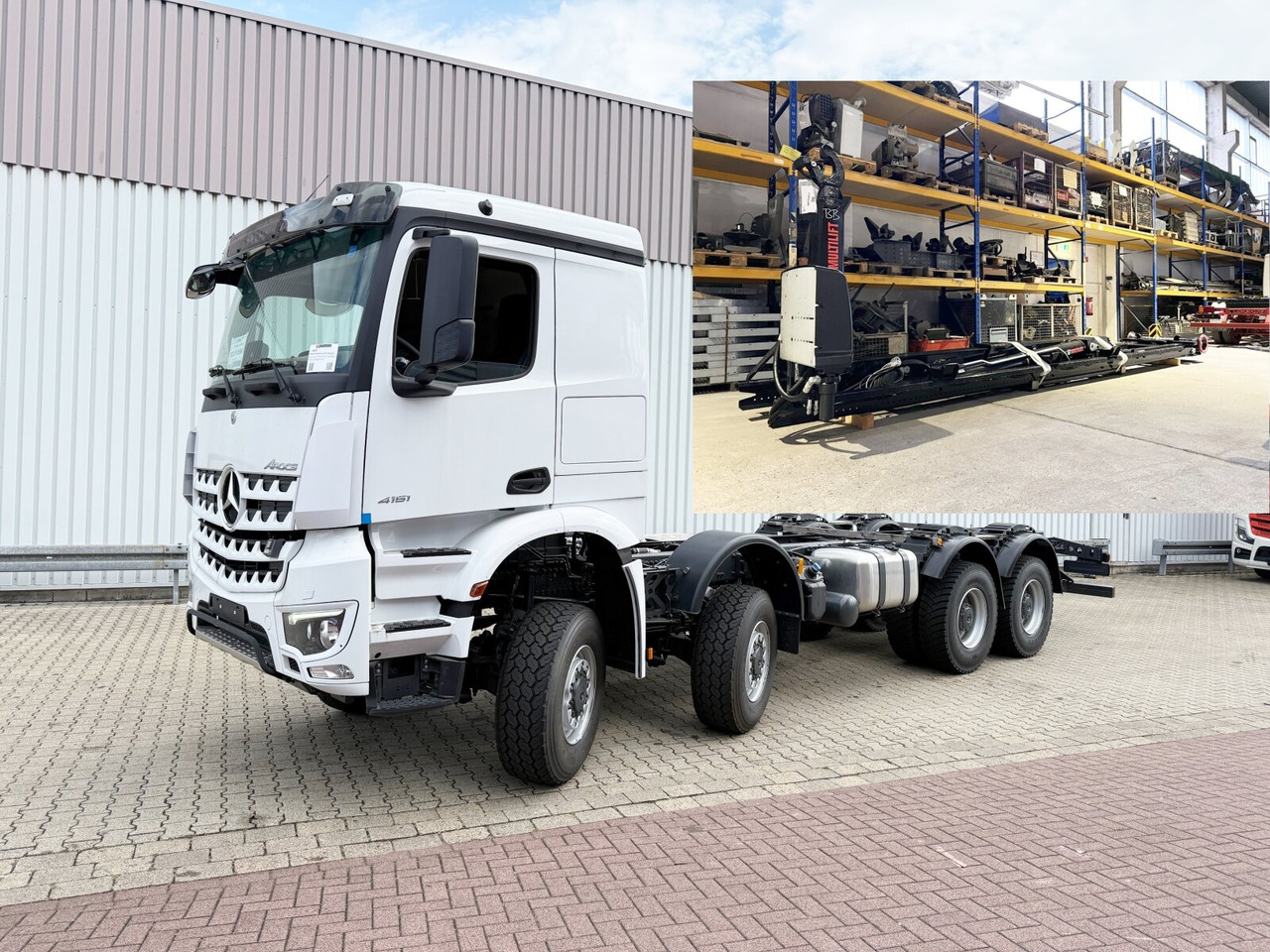 Mercedes-Benz Arocs 4151 AK 8x8/4 Arocs 4151 AK 8x8/4, Hiab Abrollanlage Ultima 26S59, Retarder, Navi, MultimediaCockpit, - Camión multibasculante: foto 1 Mercedes-Benz Arocs 4151 AK 8x8/4 Arocs 4151 AK 8x8/4, Hiab Abrollanlage Ultima 26S59, Retarder, Navi, MultimediaCockpit, - Camión multibasculante: foto 1