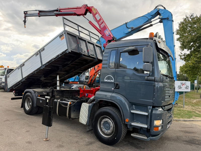 MAN TGA 18.350 4x2 TIPPER + CRANE HMF 1110 K2 + ROTATOR - STEEL SPRING / BLATT / BALLESTAS / LAMES - BE TRUCK - Camión volquete, Camión grúa: foto 1 MAN TGA 18.350 4x2 TIPPER + CRANE HMF 1110 K2 + ROTATOR - STEEL SPRING / BLATT / BALLESTAS / LAMES - BE TRUCK - Camión volquete, Camión grúa: foto 1