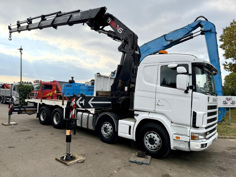 Scania 114C-380 8x4 + CRANE HIAB 700 E-5 - PLATFORM 6m80 + TWISTLOCKS - MANUAL - RETARDER - STEEL SPRING / BIG AXLE HUB REDUCTION - AP ACHSEN - Camión grúa: foto 1 Scania 114C-380 8x4 + CRANE HIAB 700 E-5 - PLATFORM 6m80 + TWISTLOCKS - MANUAL - RETARDER - STEEL SPRING / BIG AXLE HUB REDUCTION - AP ACHSEN - Camión grúa: foto 1