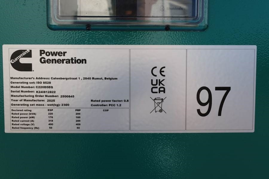 Generador industriale Cummins C220D5EQ Declaration of Conformity, Diesel, 220kVA: foto 6