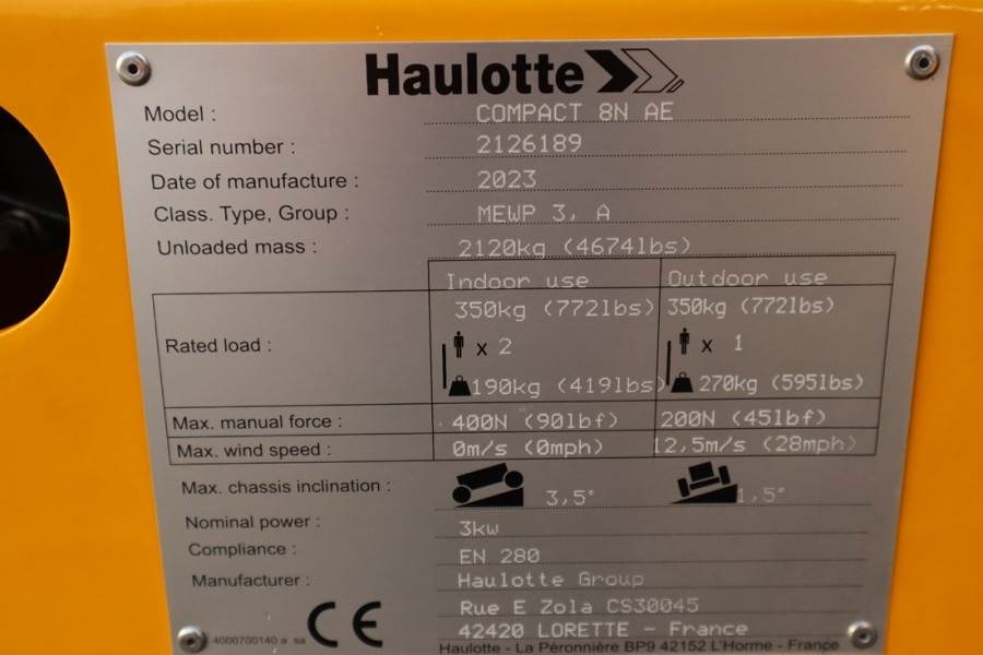 Haulotte Compact 8N Valid inspection, *Guarantee! 8m Workin - Plataforma de tijeras: foto 5 Haulotte Compact 8N Valid inspection, *Guarantee! 8m Workin - Plataforma de tijeras: foto 5