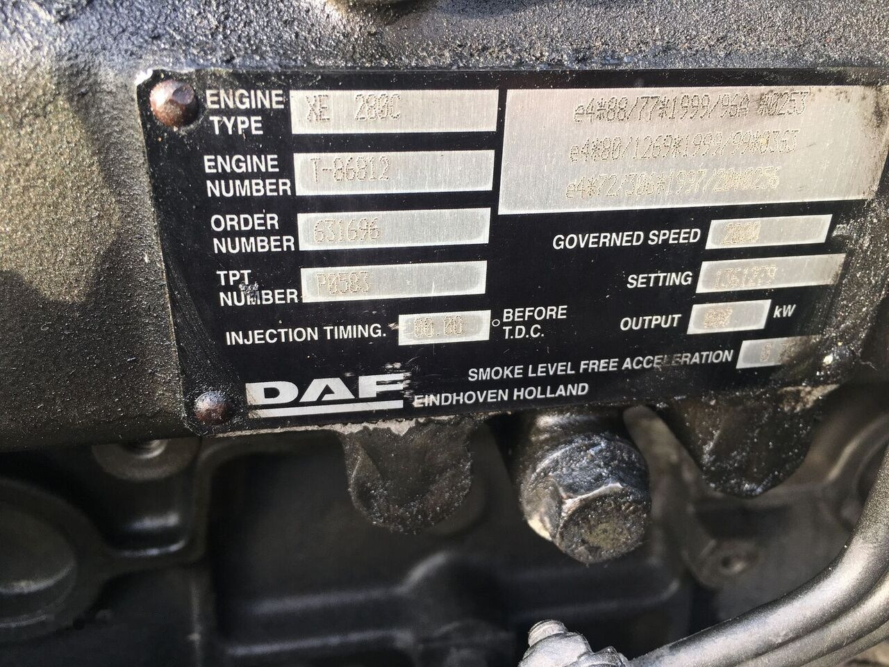 DAF xe280c   DAF xf95 truck - Motor para Camión: foto 3 DAF xe280c   DAF xf95 truck - Motor para Camión: foto 3