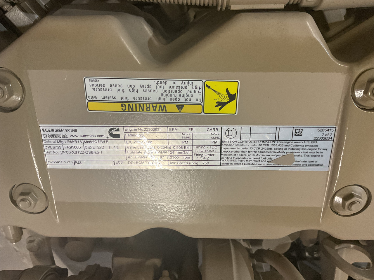 Cummins QSB 4.5 - Motor: foto 3 Cummins QSB 4.5 - Motor: foto 3