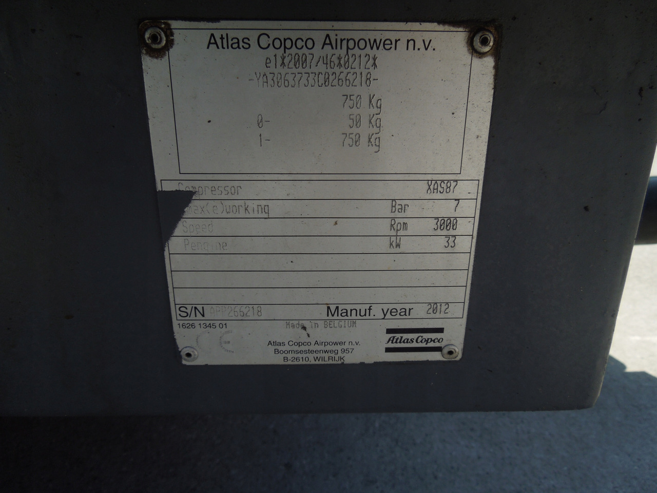 Arrendamiento de Atlas Copco XAS87 Atlas Copco XAS87: foto 7