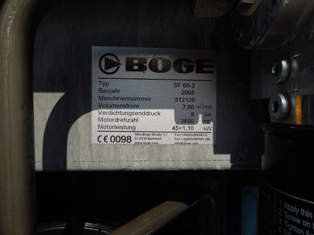 BOGE SF60-2 - Compresor de aire: foto 4 BOGE SF60-2 - Compresor de aire: foto 4