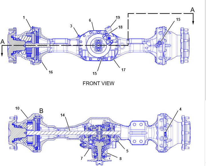 Cat Caterpillar 450E 450F - tylna oś - obudowa centralna 286-0870 - Eje posterior para Retroexcavadora: foto 1 Cat Caterpillar 450E 450F - tylna oś - obudowa centralna 286-0870 - Eje posterior para Retroexcavadora: foto 1