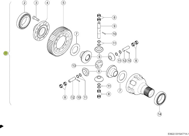 Claas Jaguar 970 - przednia oś napędowa - mechanizm różnicowy 0007742703 - Eje delantero para Maquinaria agrícola: foto 1 Claas Jaguar 970 - przednia oś napędowa - mechanizm różnicowy 0007742703 - Eje delantero para Maquinaria agrícola: foto 1