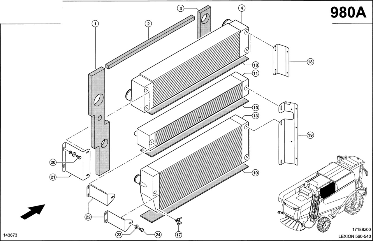 Claas Lexion 560 CHŁODNICA POWIETRZA DOŁADOWANIA 0007619831 (Silnik cat c9, c6.6; układ chłodzenia) - Intercooler para Maquinaria agrícola: foto 1 Claas Lexion 560 CHŁODNICA POWIETRZA DOŁADOWANIA 0007619831 (Silnik cat c9, c6.6; układ chłodzenia) - Intercooler para Maquinaria agrícola: foto 1