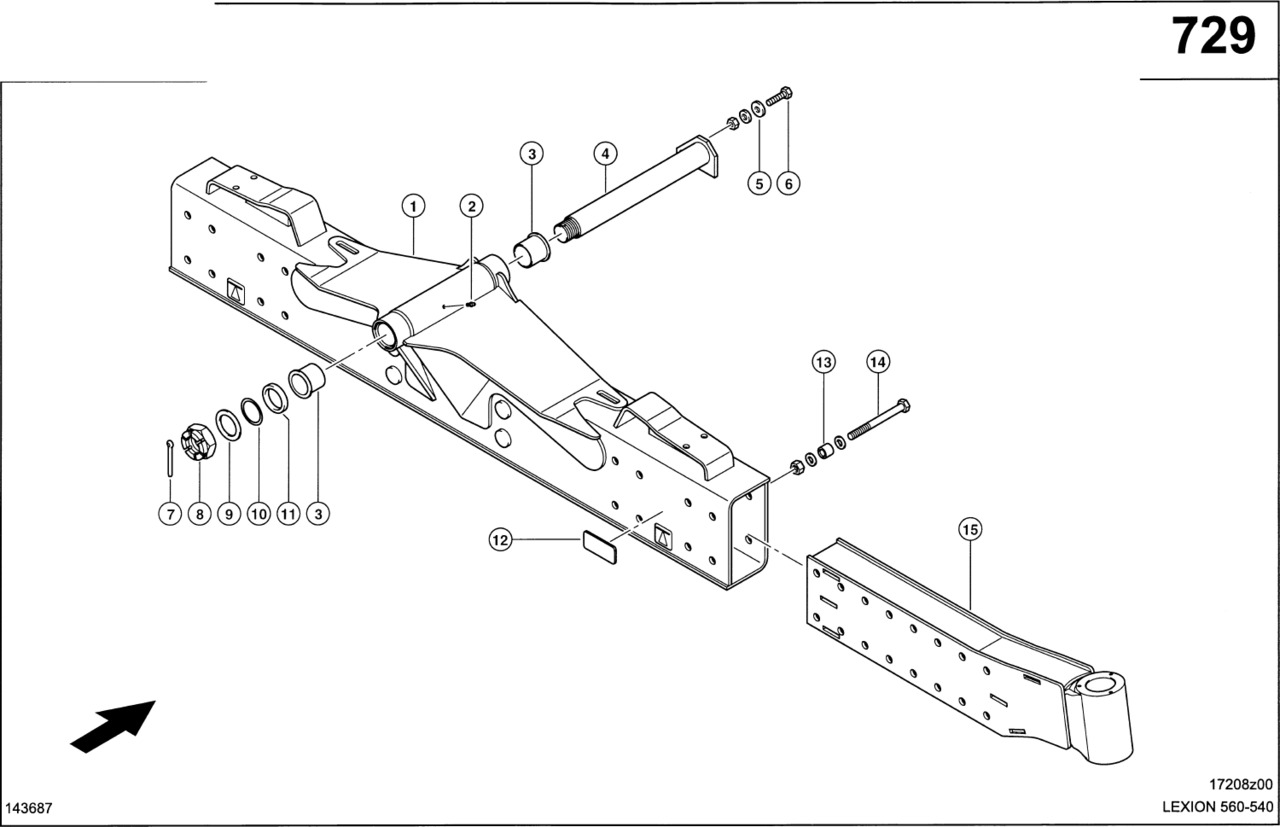 Claas Lexion 560 KORPUS PRZESTAW. 0007704460 (Oś kierowana; uniwersalna) - Eje y piezas para Cosechadora de granos: foto 1 Claas Lexion 560 KORPUS PRZESTAW. 0007704460 (Oś kierowana; uniwersalna) - Eje y piezas para Cosechadora de granos: foto 1