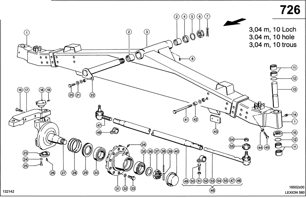Claas Lexion 580 KORPUS PRZESTAW. 0007708890 (Oś kierowana; 3,04 m, 10 otworów) - Eje y piezas para Cosechadora de granos: foto 1 Claas Lexion 580 KORPUS PRZESTAW. 0007708890 (Oś kierowana; 3,04 m, 10 otworów) - Eje y piezas para Cosechadora de granos: foto 1