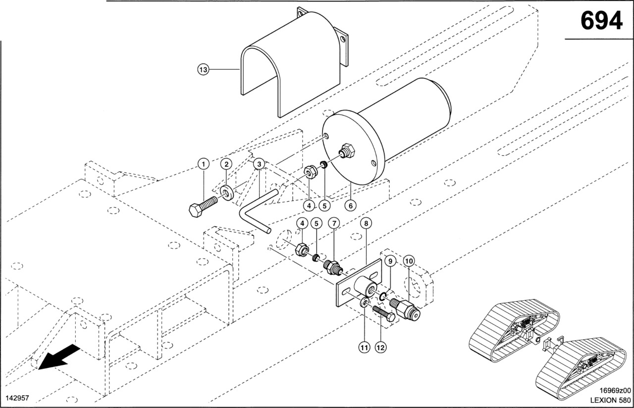 Claas Lexion 580 ZABEZPIECZENIE  0006338810 (Półgąsienica stalowa; siłownik napinający) - Piezas del tren de rodaje para Cosechadora de granos: foto 1 Claas Lexion 580 ZABEZPIECZENIE  0006338810 (Półgąsienica stalowa; siłownik napinający) - Piezas del tren de rodaje para Cosechadora de granos: foto 1
