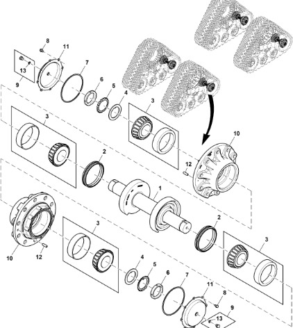 John Deere 9470RX - Oś RE566973 (Gąsienice i obciąźniki) - Piezas del tren de rodaje para Tractor: foto 1 John Deere 9470RX - Oś RE566973 (Gąsienice i obciąźniki) - Piezas del tren de rodaje para Tractor: foto 1