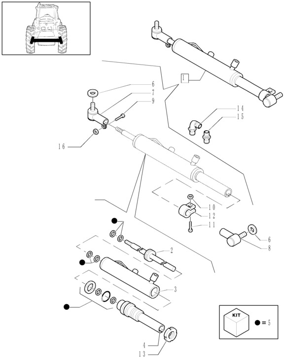 New Holland T6010 T6090 T6070 Silownik ukl kierown double acting, 25mm rod, 236.5mm stroke 82037187 - Dirección para Maquinaria agrícola: foto 1 New Holland T6010 T6090 T6070 Silownik ukl kierown double acting, 25mm rod, 236.5mm stroke 82037187 - Dirección para Maquinaria agrícola: foto 1