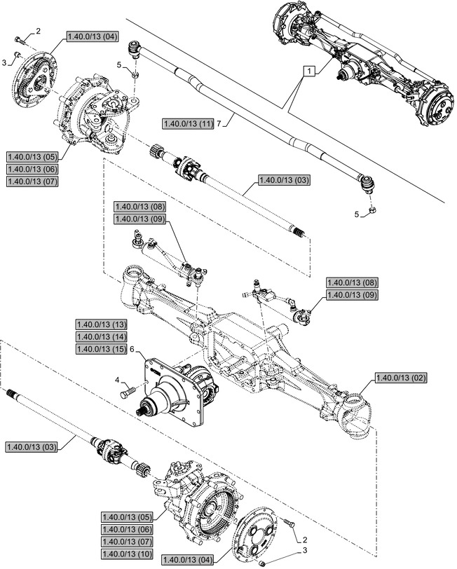 New Holland T6010 Zesp drazka kier pop 87332622 - Dirección para Tractor: foto 1 New Holland T6010 Zesp drazka kier pop 87332622 - Dirección para Tractor: foto 1