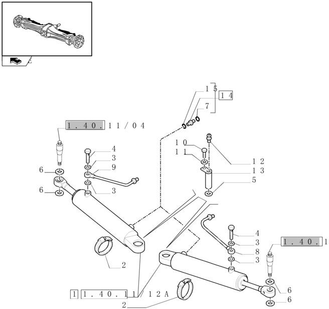 New Holland T6090 T7230 Silownik ukl kierown double acting, 25mm rod, 200mm stroke 47130813 - Dirección para Maquinaria agrícola: foto 1 New Holland T6090 T7230 Silownik ukl kierown double acting, 25mm rod, 200mm stroke 47130813 - Dirección para Maquinaria agrícola: foto 1