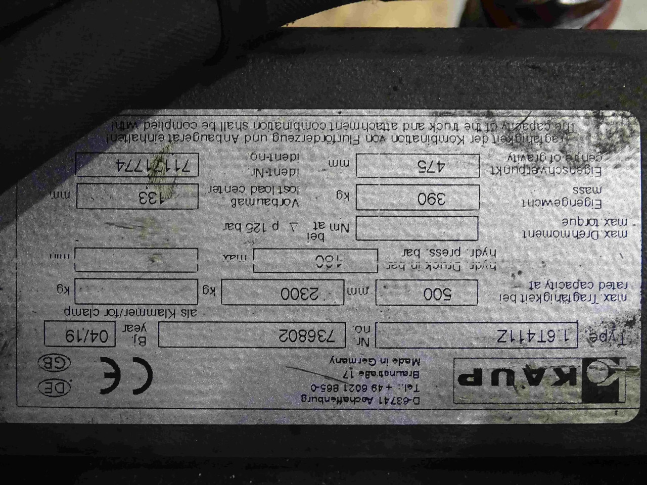 Kaup 1.6T411Z - Implemento para Equipo de manutención: foto 2 Kaup 1.6T411Z - Implemento para Equipo de manutención: foto 2