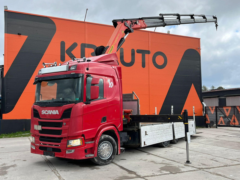 Scania R 450 6x2*4 PK 26002 / PLATFORM L=6482 mm - Camión caja abierta, Camión grúa: foto 1 Scania R 450 6x2*4 PK 26002 / PLATFORM L=6482 mm - Camión caja abierta, Camión grúa: foto 1