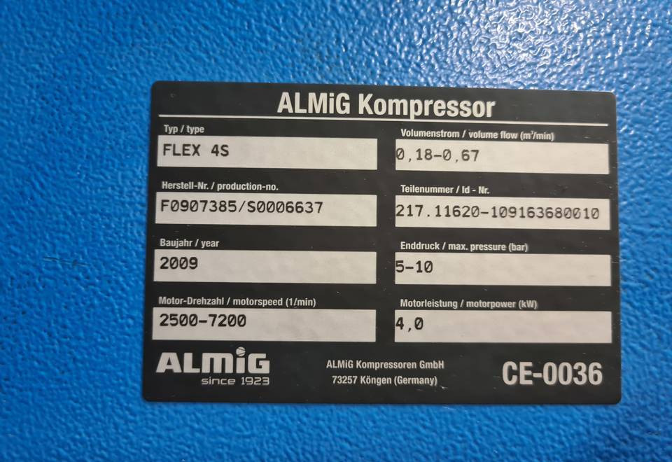 Arrendamiento de  Kompresor śrubowy Almig Flex 4S, 4 kw Kompresor śrubowy Almig Flex 4S, 4 kw: foto 6