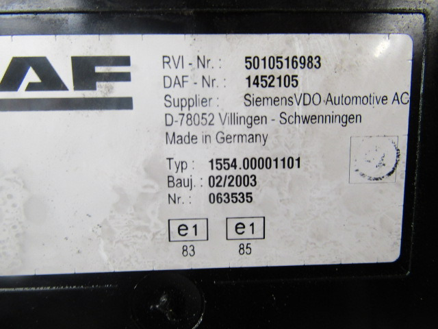 DAF LF55 CLOCK CLUSTER P/NO 1452105 - Cabina e interior para Camión: foto 2 DAF LF55 CLOCK CLUSTER P/NO 1452105 - Cabina e interior para Camión: foto 2