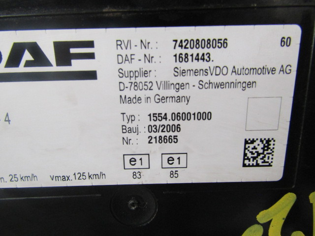 DAF LF55 CLOCK CLUSTER P/NO 1681443 - Cabina e interior para Camión: foto 2 DAF LF55 CLOCK CLUSTER P/NO 1681443 - Cabina e interior para Camión: foto 2