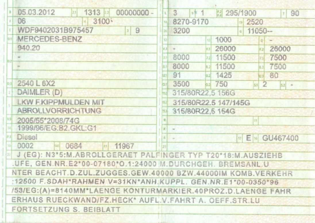 Mercedes-Benz 2540 L 6x2 Palfinger T20 mit hydr. Containerverr - Camión multibasculante: foto 2 Mercedes-Benz 2540 L 6x2 Palfinger T20 mit hydr. Containerverr - Camión multibasculante: foto 2