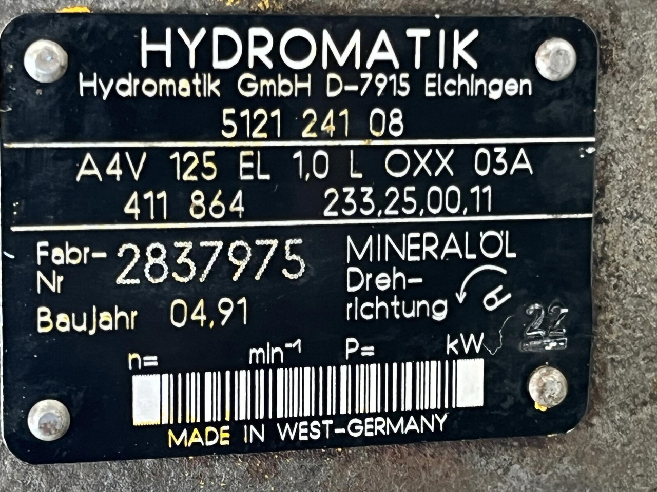 Bomba hidráulica para Autogrúa Liebherr LTM 1200 variable pump: foto 9 Bomba hidráulica para Autogrúa Liebherr LTM 1200 variable pump: foto 9