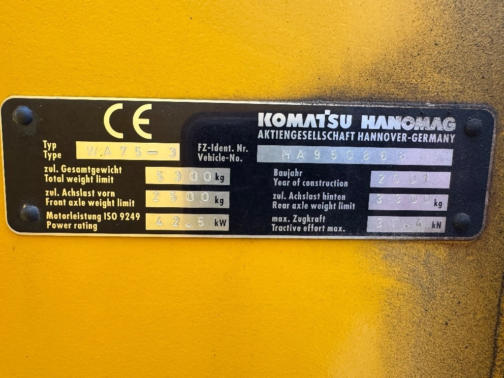 Cargadora de ruedas Komatsu WA75-3 30KM/H, 1-omistaja: foto 14