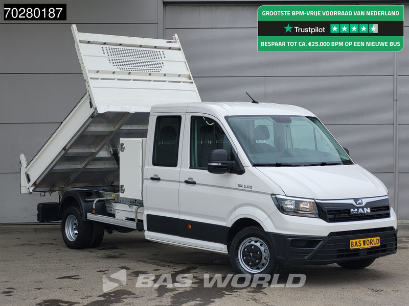 MAN TGE 5.120 Kipper met Kist Dubbel Cabine Dubbellucht 3,5t Trekhaak Navi Airco Cruise Euro6 Tipper Kipper Benne Airco Dubbel cabine Trekhaak - Furgoneta basculante: foto 1 MAN TGE 5.120 Kipper met Kist Dubbel Cabine Dubbellucht 3,5t Trekhaak Navi Airco Cruise Euro6 Tipper Kipper Benne Airco Dubbel cabine Trekhaak - Furgoneta basculante: foto 1