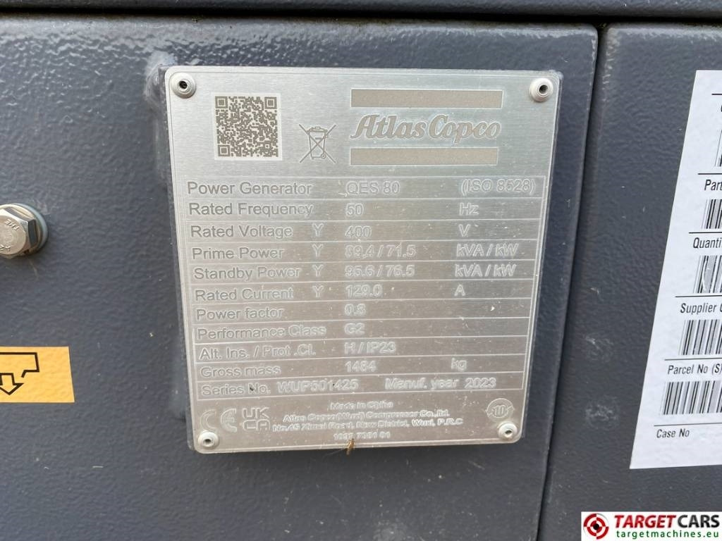 Arrendamiento de Atlas Copco QES80 Diesel 90KVA Generator 400/230V Unusde  Atlas Copco QES80 Diesel 90KVA Generator 400/230V Unusde: foto 10