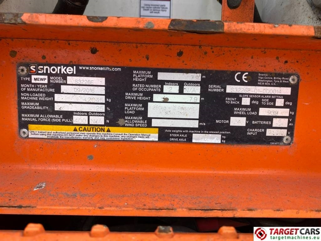 Plataforma de tijeras Snorkel S3226E Electric Scissor Work Lift 990cm: foto 10